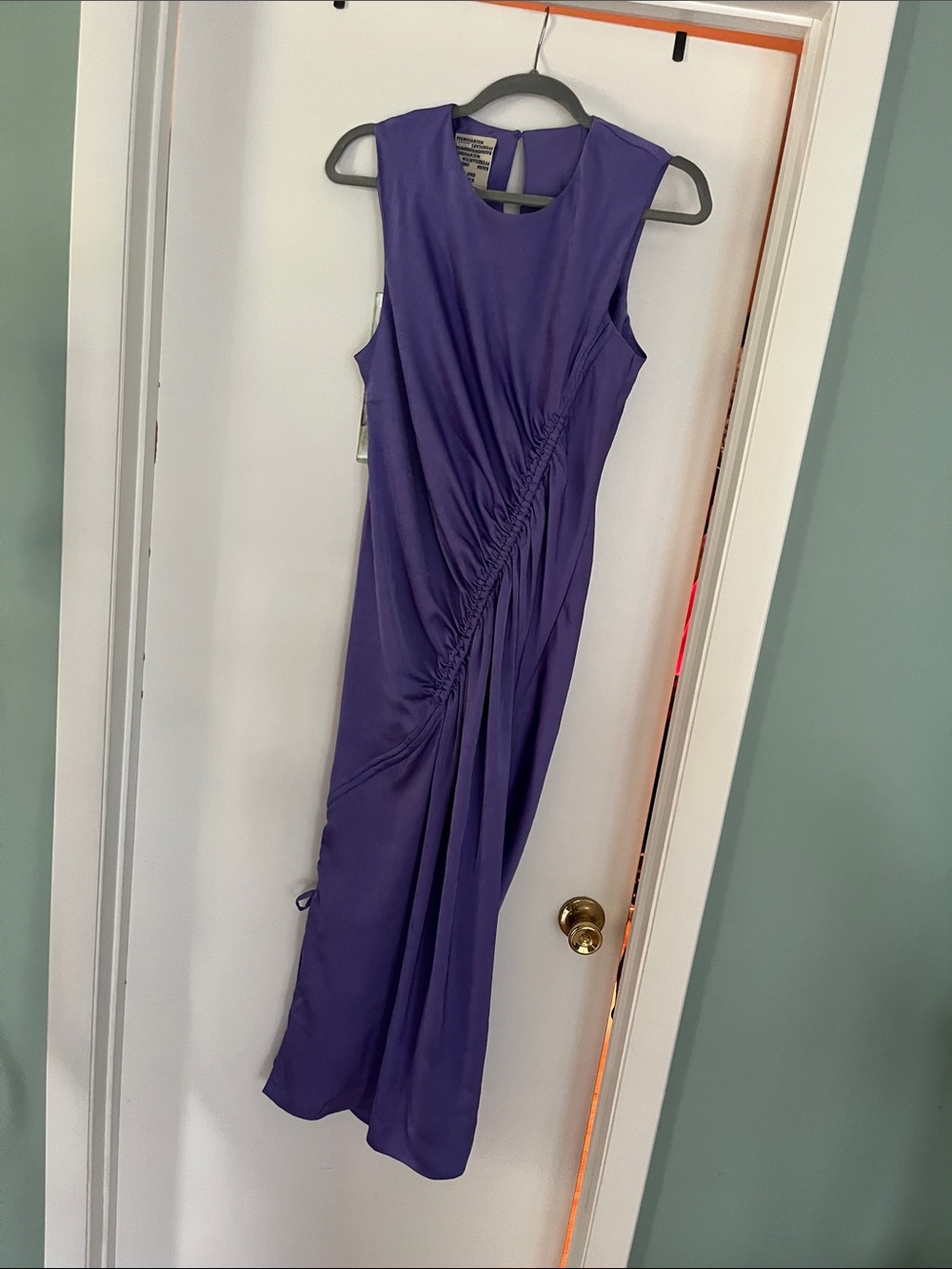 Sleeveless Purple Ruched Midi Dress Classic Women’s Evening Gown